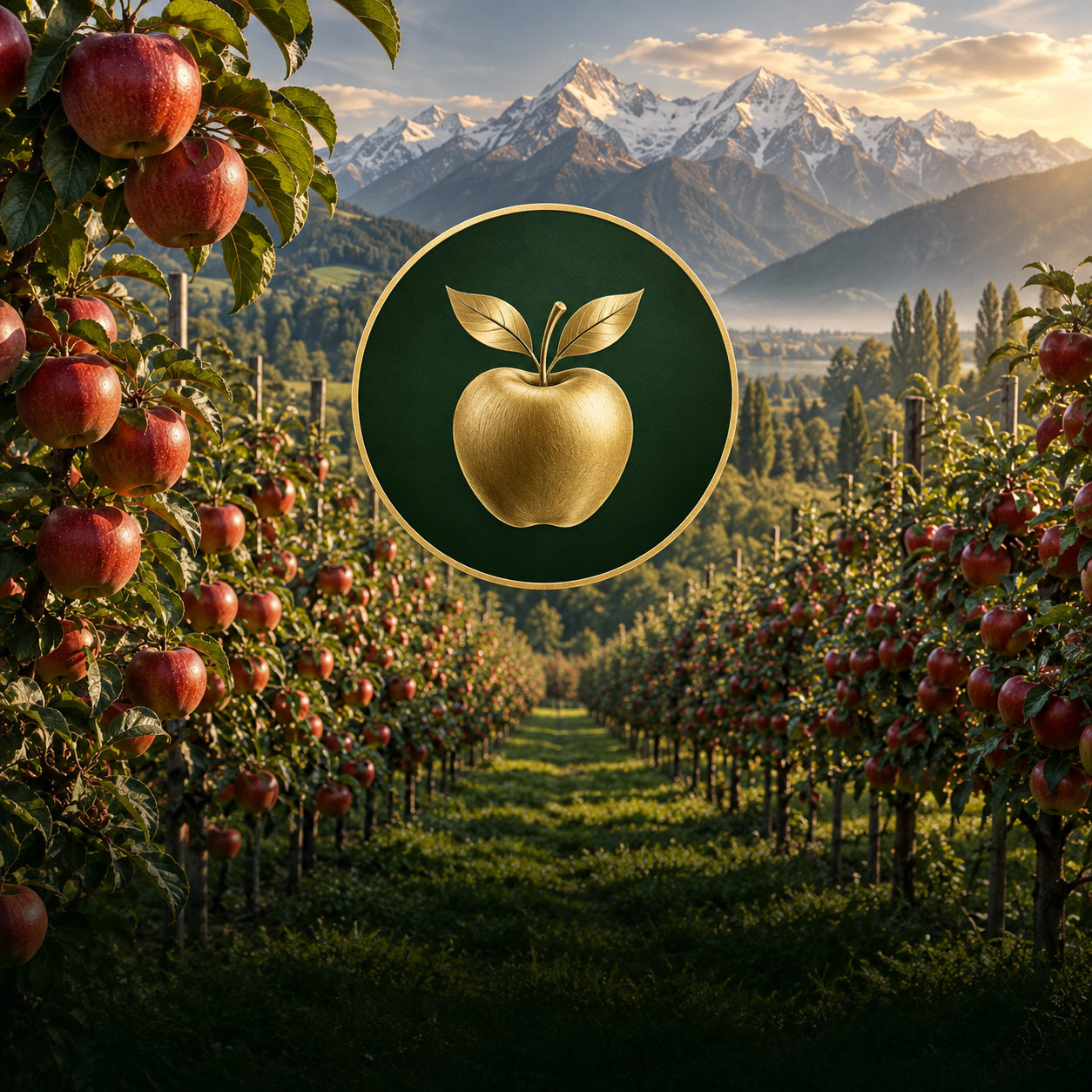 Majestic High-Density Apple Orchards — illustrated company emblem and concept visual