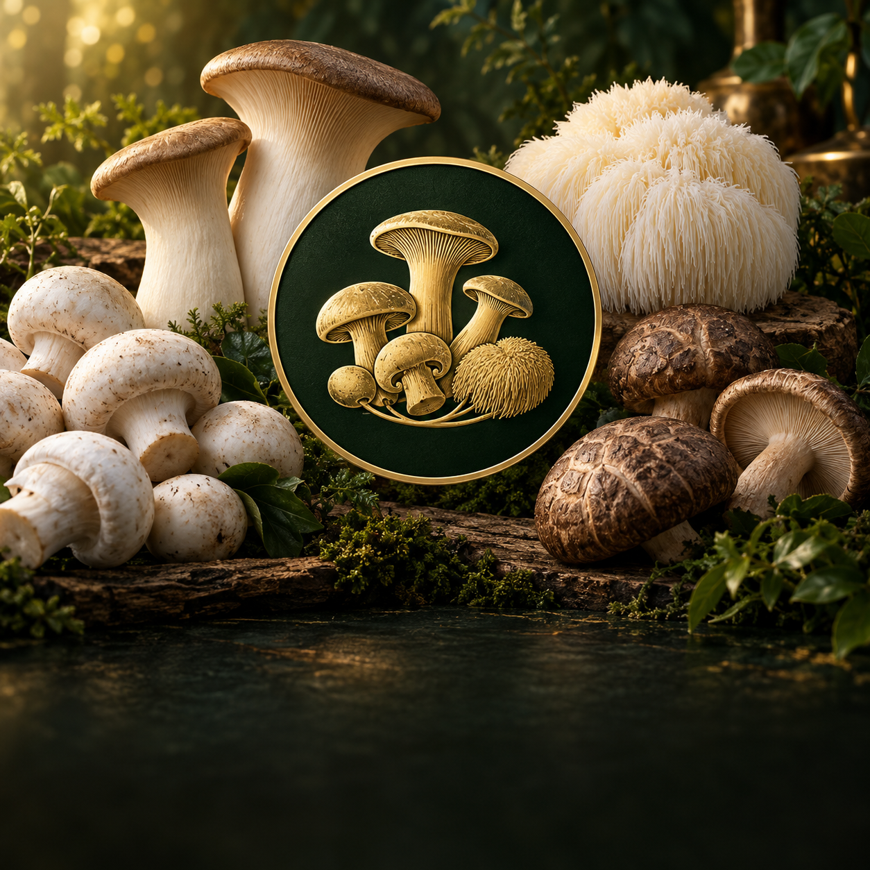 Mushverse Mushroom Production Plant — illustrated company emblem and concept visual